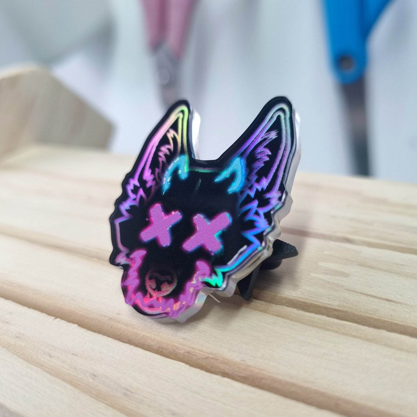 Acrylic Pin Holographic: Jinx'ed Canine