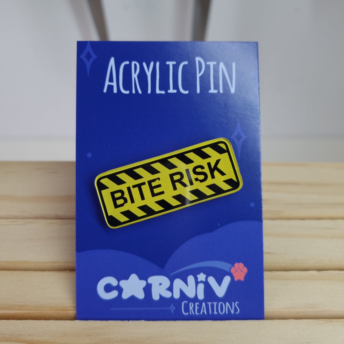 Acrylic Pin : Bite Risk Yellow
