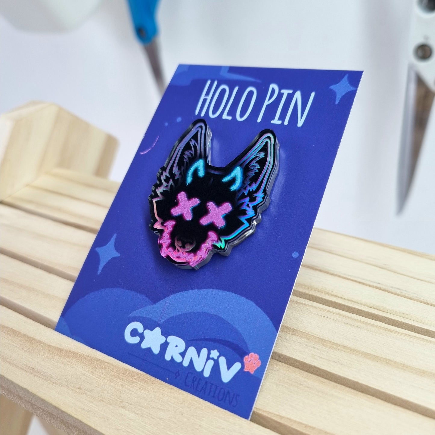 Acrylic Pin Holographic: Jinx'ed Canine
