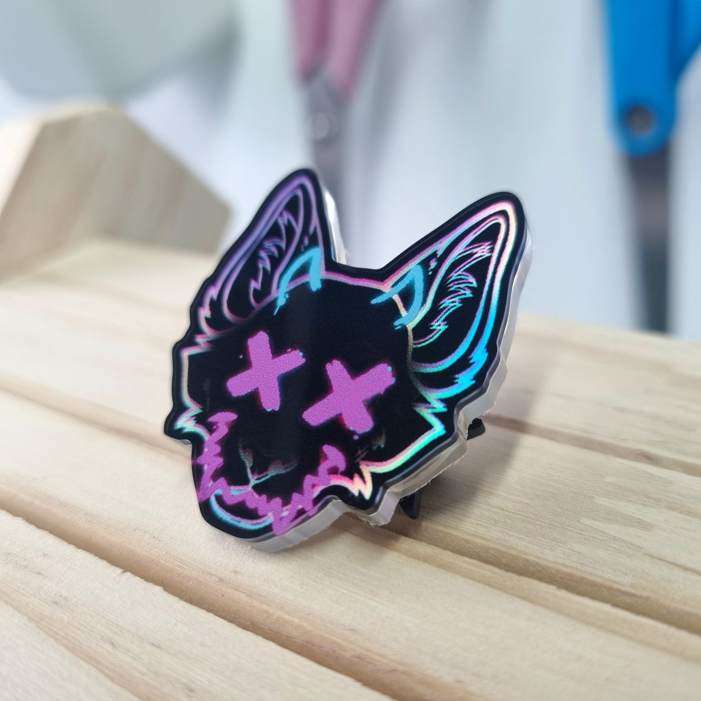 Acrylic Pin Holographic: Jinx'ed Feline
