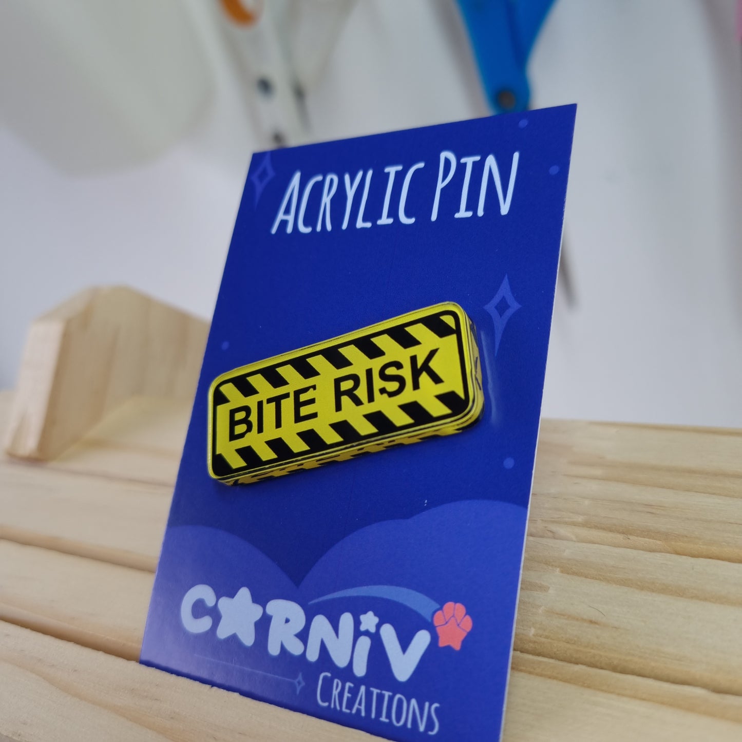 Acrylic Pin : Bite Risk Yellow