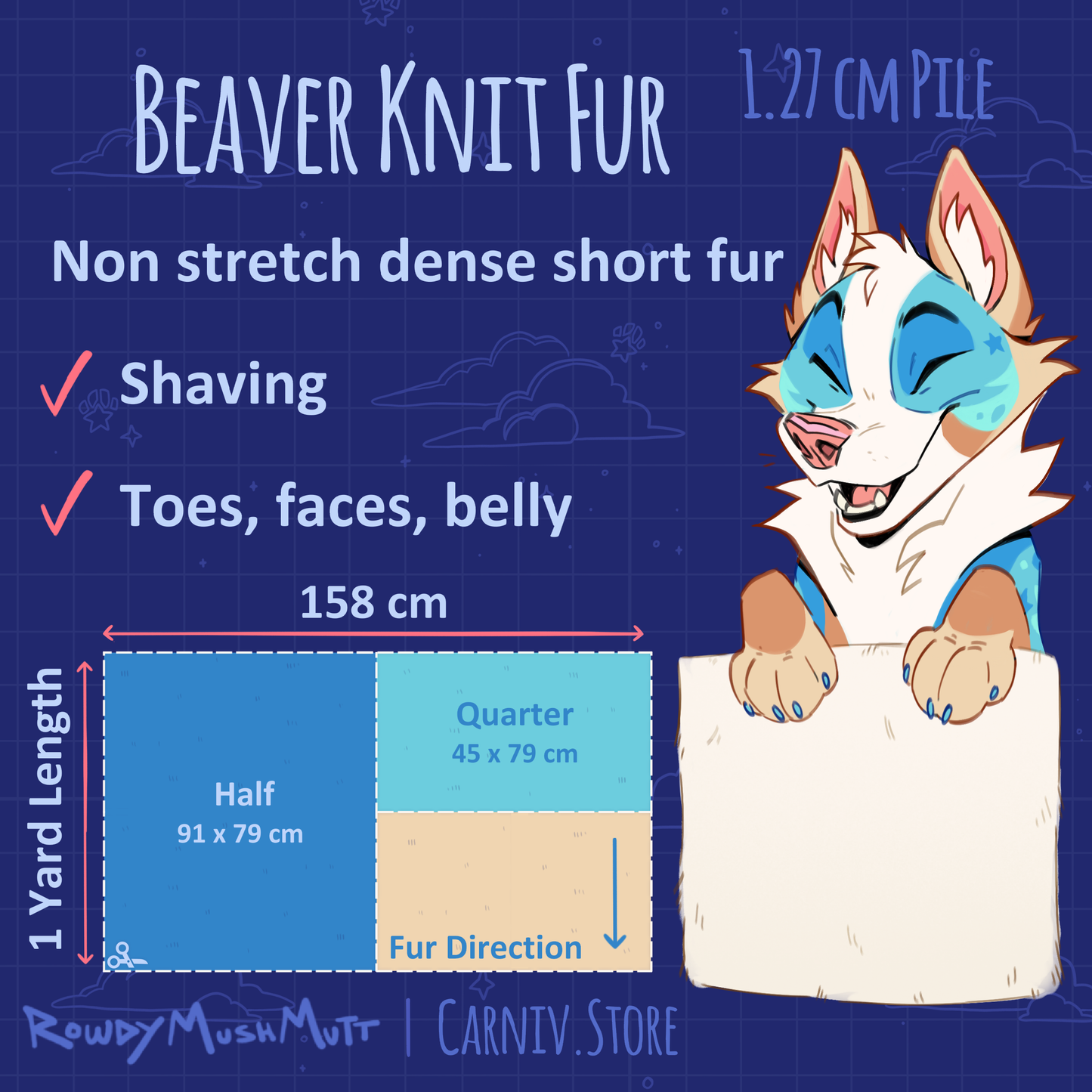 Fabric :  EcoShag™ Fur 0.5" Knit Beaver