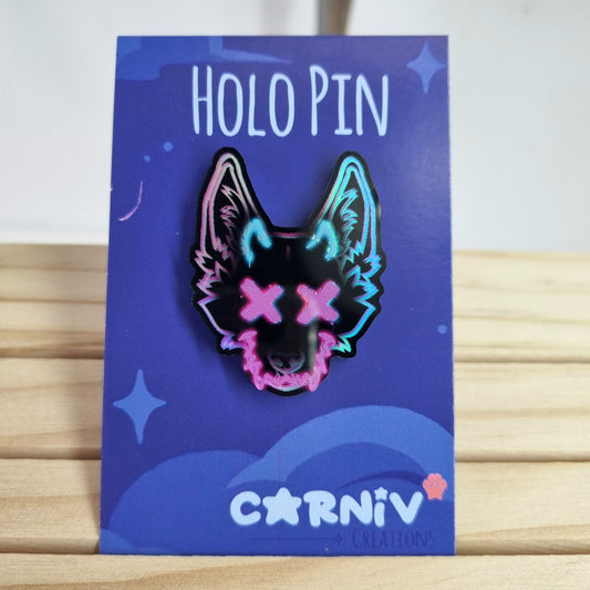 Acrylic Pin Holographic: Jinx'ed Canine