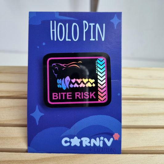 Acrylic Pin Holographic: Bite Risk Pink